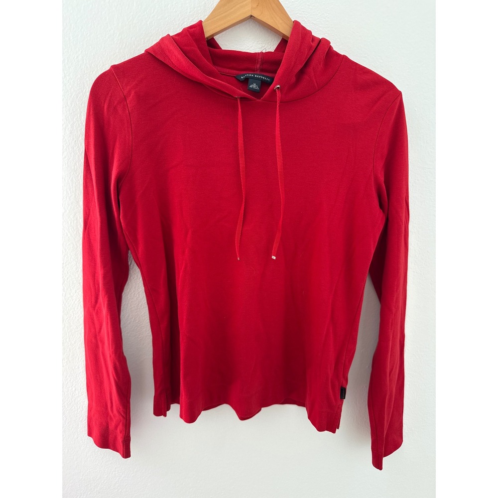 Banana Republic 100% Cotton Lightweight Hooded Sweatshirt Size M Red Summer